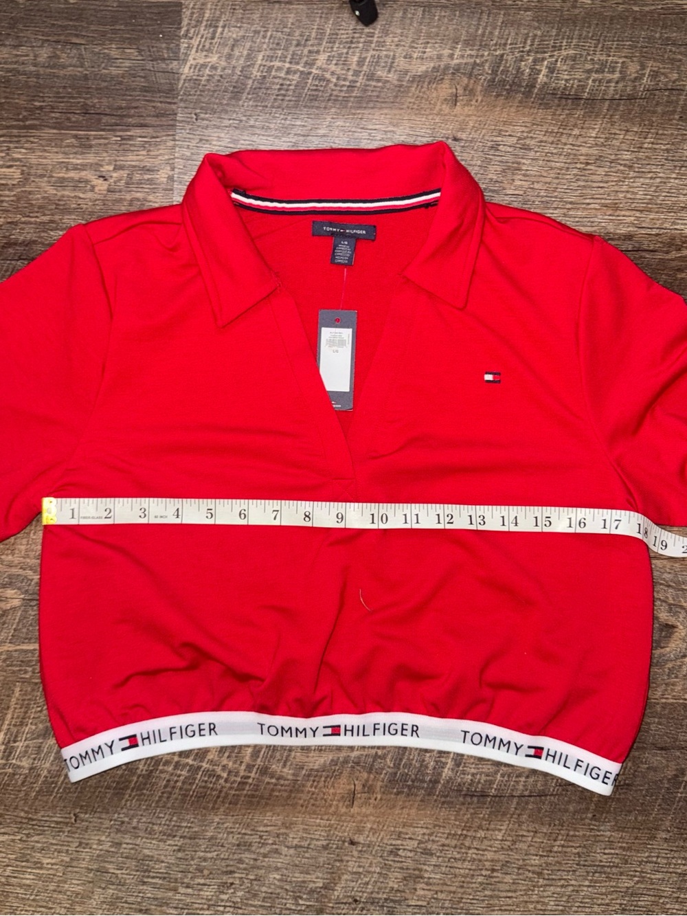 Tommy Hilfiger Women's Red Polo Crop Top Women’s Size Large New with Tags